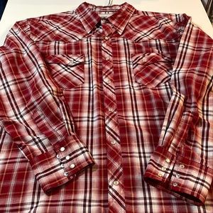 Wrangler Wrancher Red Plaid Cowboy Western Shirt  XXL